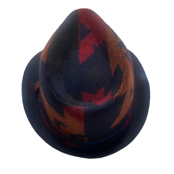 Santa Fe print,Navy Blue multi colored, Fedora, New - Picture 3 of 5